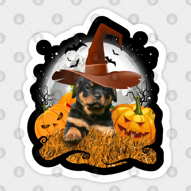 Halloween rottweiler dog Sticker by designathome